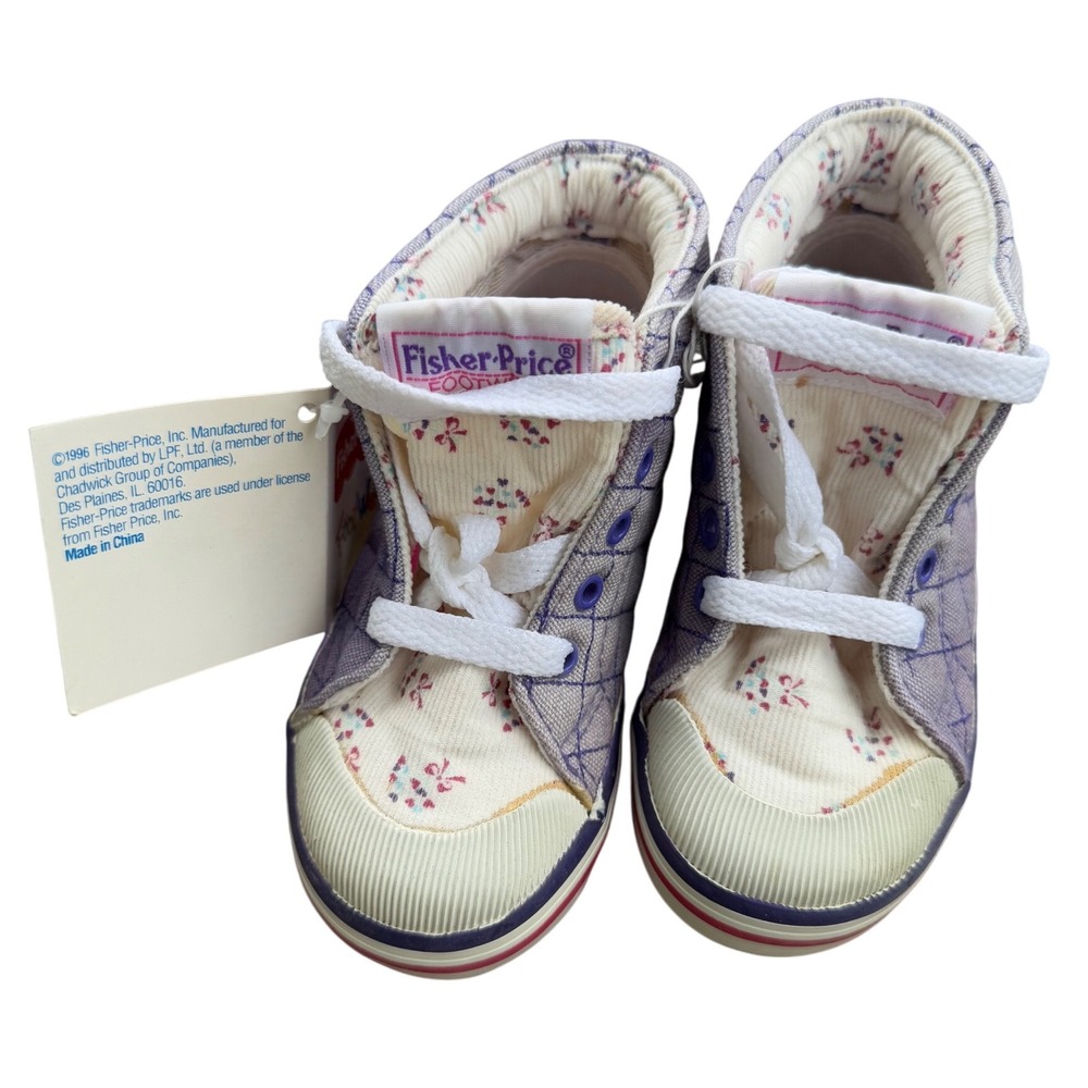 Fisher-Price 1996 Baby Sneakers Floral Canvas Shoes Toddler Girl Size 6.5 NWT